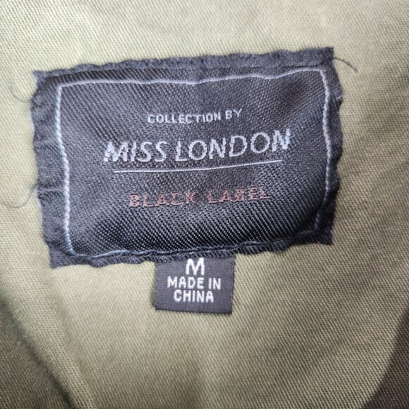 Utility Field Jacket Olive Green Women's M Zip Up Miss London Cinch Waist Army - Picture 6 of 8